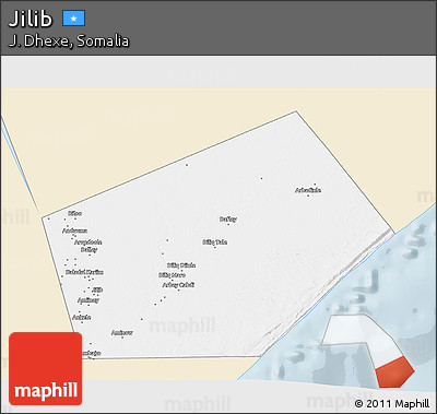 Classic Style 3D Map of Jilib, single color outside
