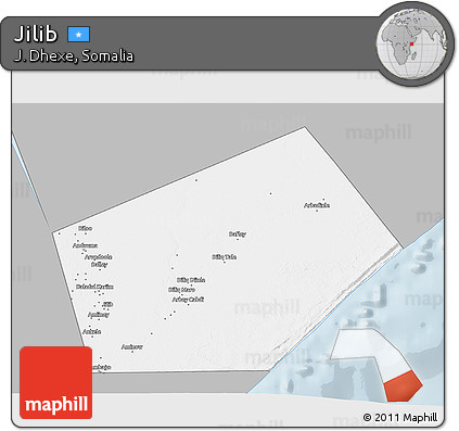 Gray 3D Map of Jilib, single color outside