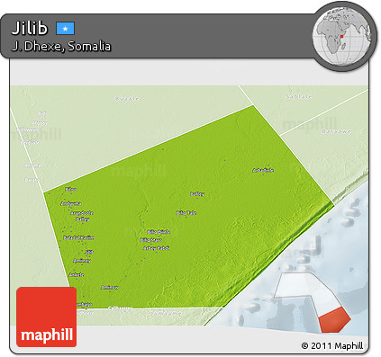 Physical 3D Map of Jilib, lighten