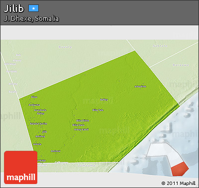 Physical 3D Map of Jilib, lighten