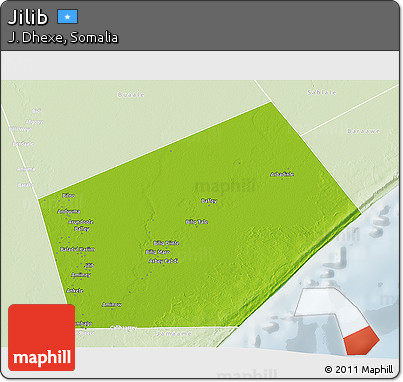 Physical 3D Map of Jilib, lighten