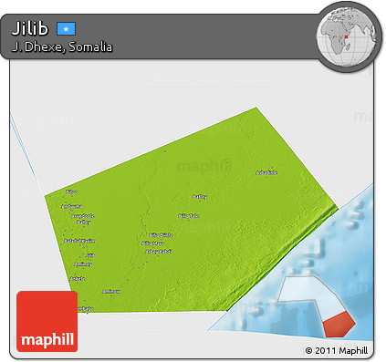 Physical 3D Map of Jilib, single color outside
