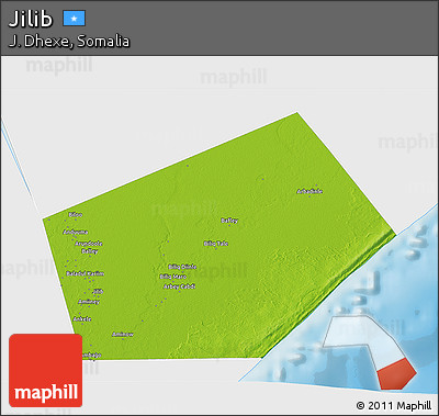 Physical 3D Map of Jilib, single color outside
