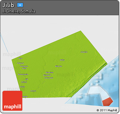 Physical 3D Map of Jilib, single color outside