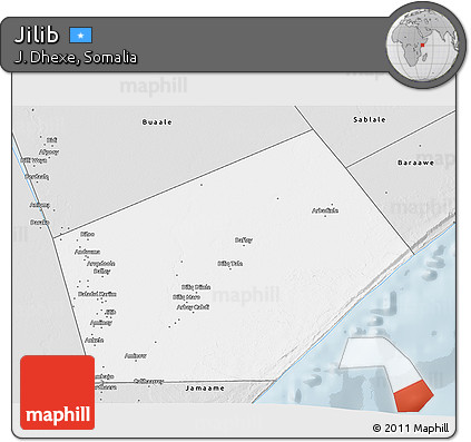 Silver Style 3D Map of Jilib