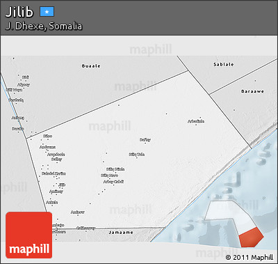 Silver Style 3D Map of Jilib