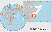Gray Location Map of Jilib, highlighted country, within the entire country