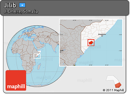 Gray Location Map of Jilib, highlighted country