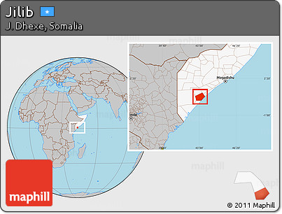 Gray Location Map of Jilib, highlighted country