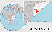 Gray Location Map of Jilib, highlighted country, highlighted parent region