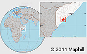 Gray Location Map of Jilib, highlighted country