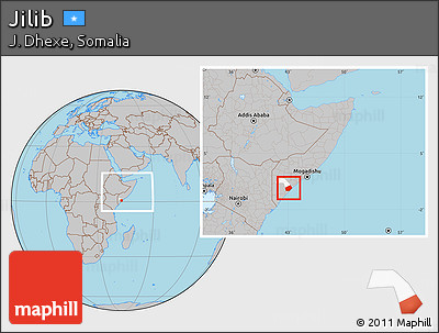 Gray Location Map of Jilib, highlighted parent region, within the entire country