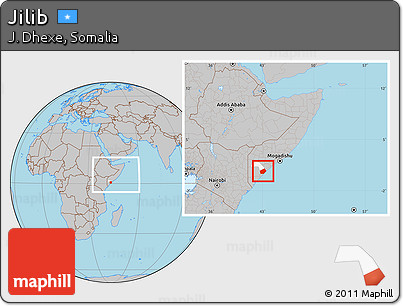 Gray Location Map of Jilib, highlighted parent region, within the entire country