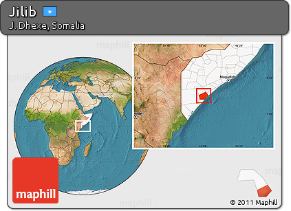 Satellite Location Map of Jilib, highlighted country