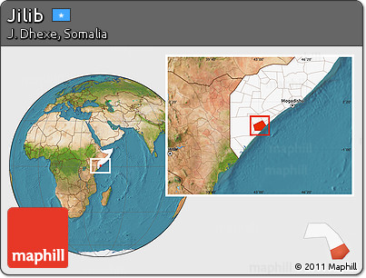 Satellite Location Map of Jilib, highlighted country