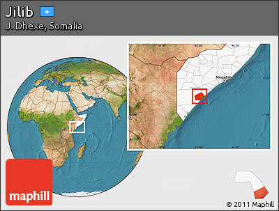 Satellite Location Map of Jilib, highlighted country