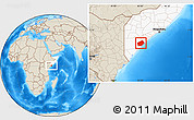Shaded Relief Location Map of Jilib, highlighted country