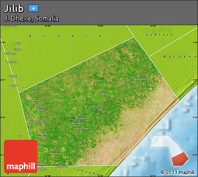 Satellite Map of Jilib, physical outside
