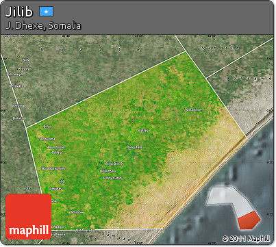 Satellite Map of Jilib, semi-desaturated