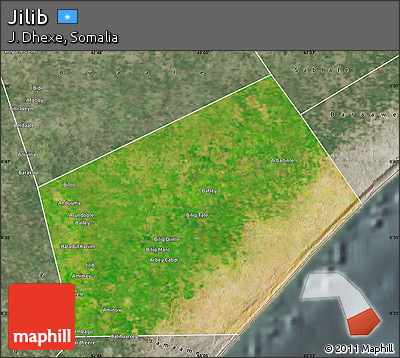 Satellite Map of Jilib, semi-desaturated