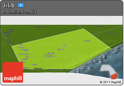 Physical Panoramic Map of Jilib, darken
