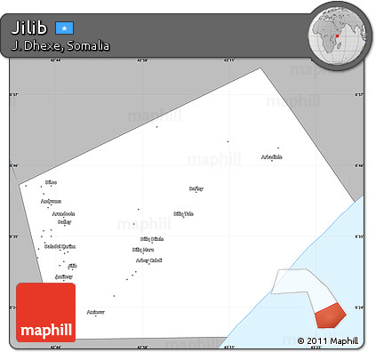 Gray Simple Map of Jilib, single color outside