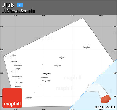 Gray Simple Map of Jilib, single color outside