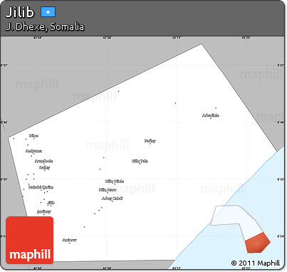 Gray Simple Map of Jilib, single color outside