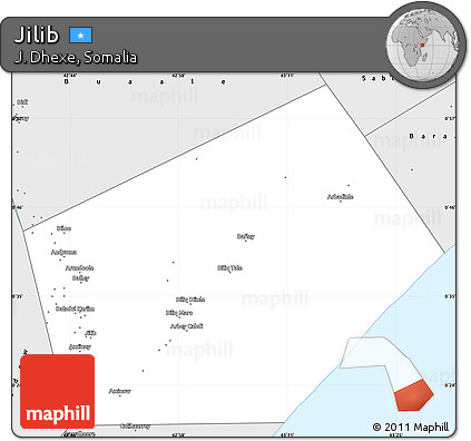Silver Style Simple Map of Jilib