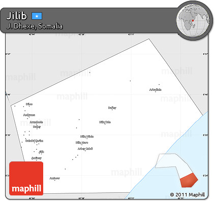 Silver Style Simple Map of Jilib, single color outside