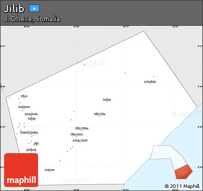 Silver Style Simple Map of Jilib, single color outside