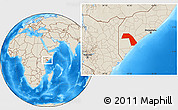 Shaded Relief Location Map of J. Dhexe