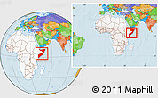 Political Location Map of Somalia, highlighted continent, within the entire continent