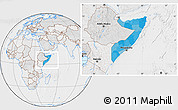 Political Location Map of Somalia, lighten, desaturated