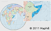 Political Location Map of Somalia, lighten, land only