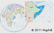 Political Location Map of Somalia, lighten