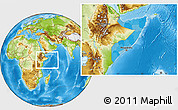 Political Location Map of Somalia, physical outside