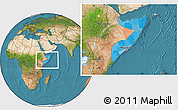 Political Location Map of Somalia, satellite outside