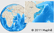 Political Location Map of Somalia, shaded relief outside