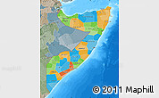 Political Map of Somalia, semi-desaturated, land only