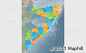 Political Map of Somalia, semi-desaturated