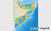 Political Map of Somalia, shaded relief outside, bathymetry sea