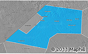 Political 3D Map of Gaalkacayo, desaturated