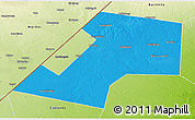 Political 3D Map of Gaalkacayo, physical outside