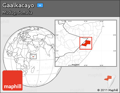 Blank Location Map of Gaalkacayo