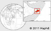 Blank Location Map of Gaalkacayo, highlighted country