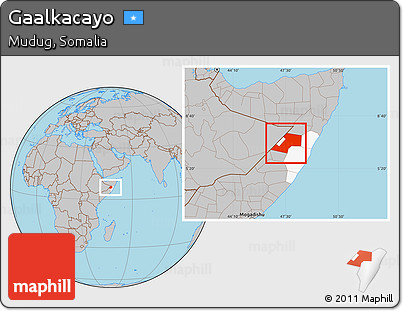 Gray Location Map of Gaalkacayo, highlighted parent region