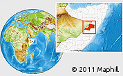 Physical Location Map of Gaalkacayo, highlighted country