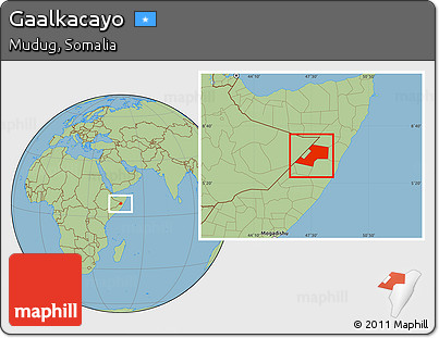 Savanna Style Location Map of Gaalkacayo