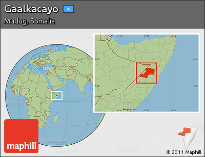 Savanna Style Location Map of Gaalkacayo